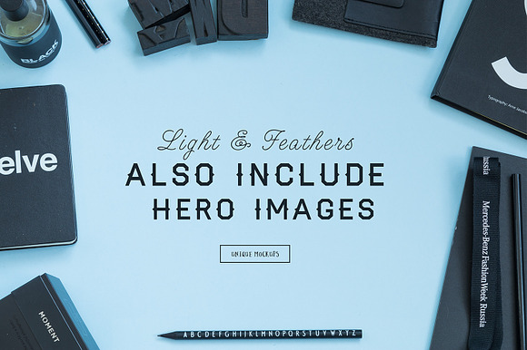 Light & Feathers-promotional mockups in Branding Mockups - product preview 4