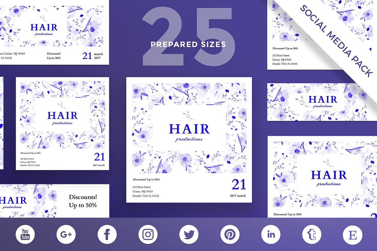 Social Media Pack | Hair Productions in Social Media Templates - product preview 8