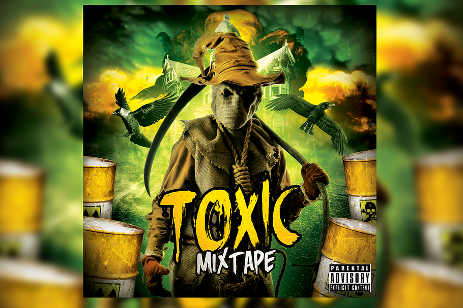 Toxic CD Mixtape Cover Template in Templates - product preview 8