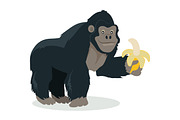 Gorilla Cartoon Icon in Flat Design