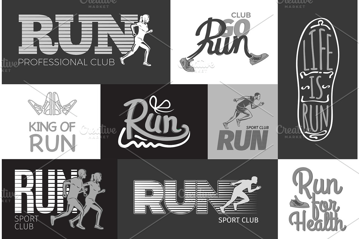 Run Professional Club. Club Go Run. Life is Run. in Illustrations - product preview 8