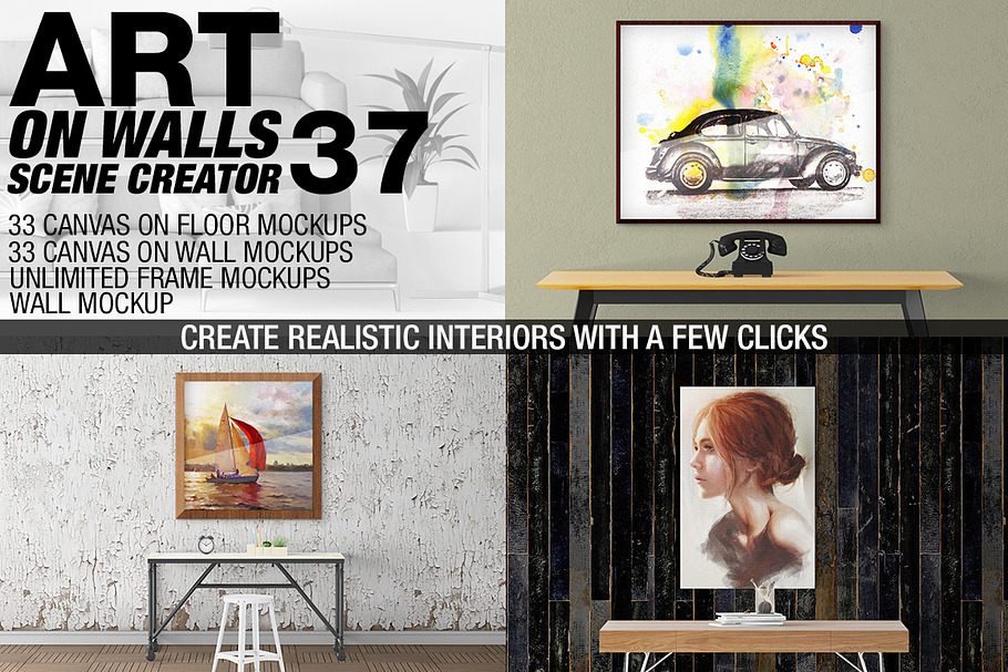 Canvas Mockups - Frames Mockups v 37 in Print Mockups - product preview 8