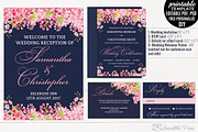 Navy and Pink Wedding Invitation Set