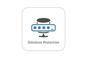 Database Protection Icon. Flat Design.