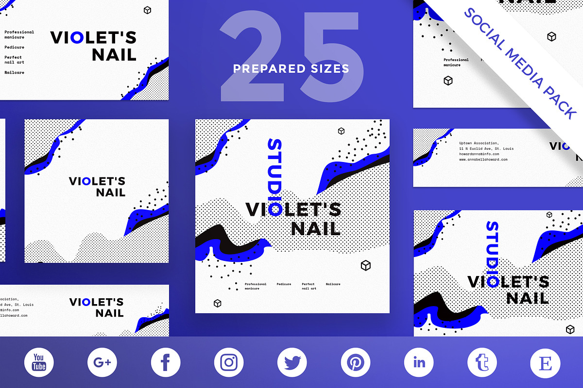 Social Media Pack | VioletNailStudio in Social Media Templates - product preview 8