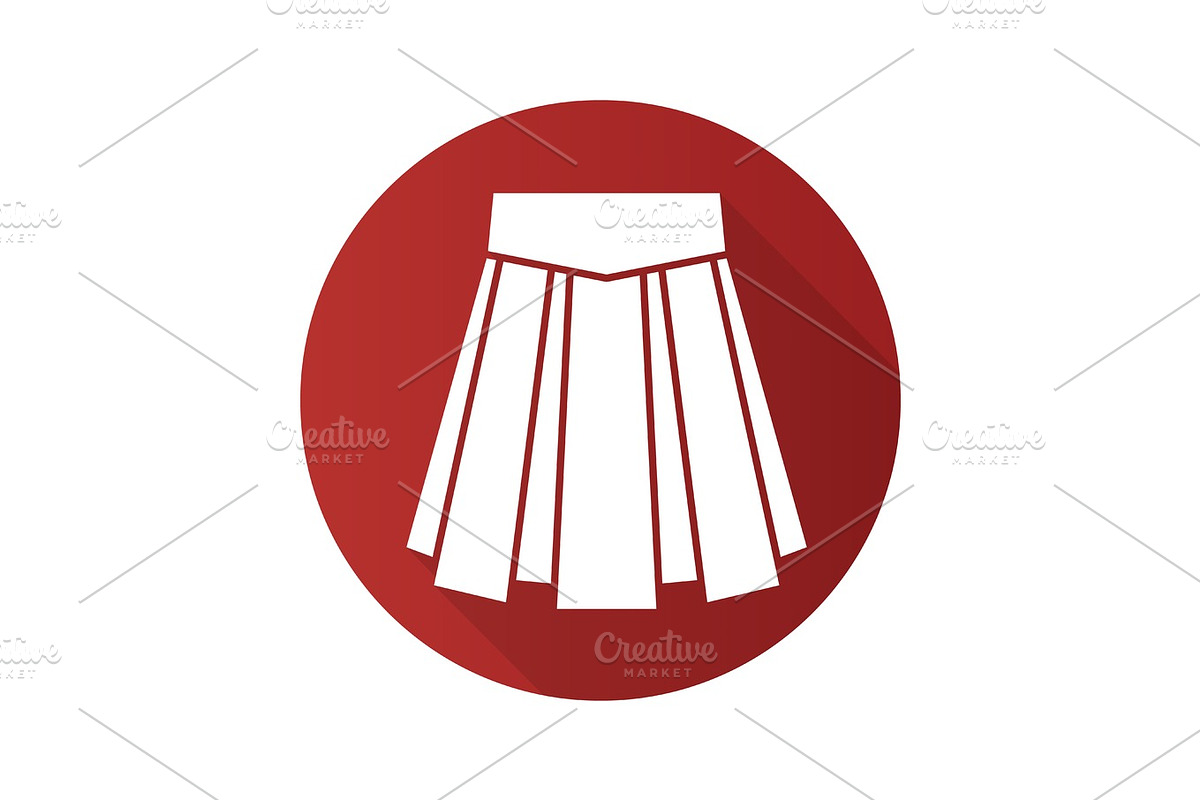 Skirt flat design long shadow icon in Graphics - product preview 8