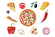 Watercolor pizza collection