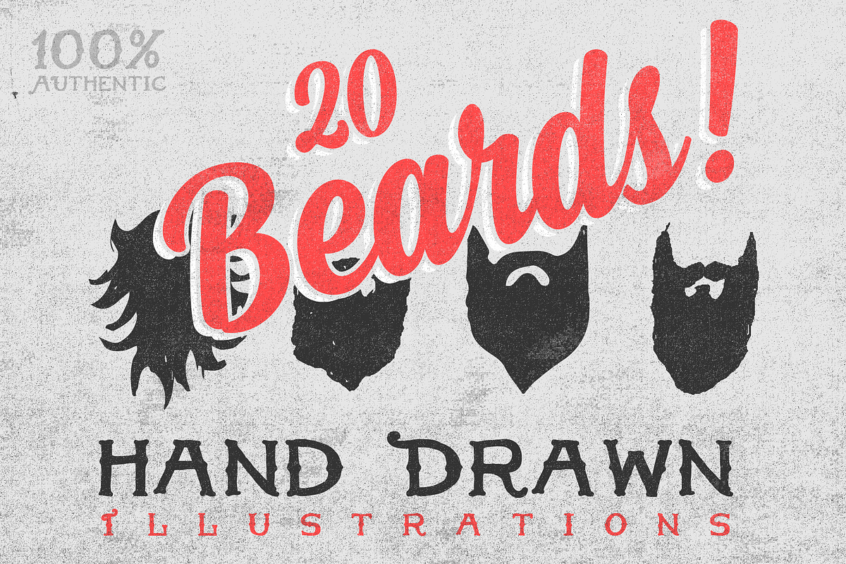 20 Hand Drawn Beards in Illustrations - product preview 8
