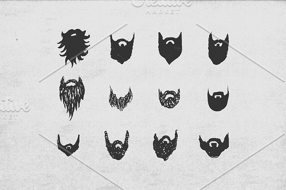 20 Hand Drawn Beards in Illustrations - product preview 1