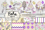 Boho clipart & pattern set