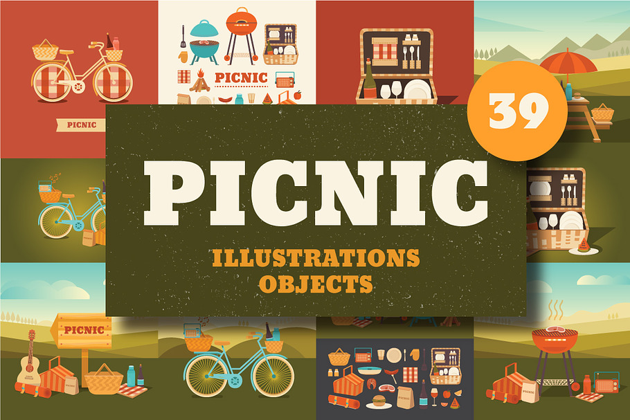 Illustrations picnic and BBQ in Illustrations - product preview 8