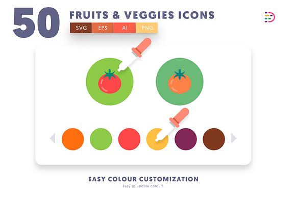 50 Fruits & Vegetable Icons in Graphics - product preview 7