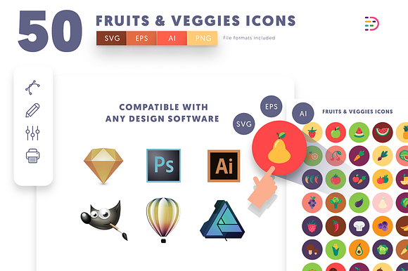 50 Fruits & Vegetable Icons in Graphics - product preview 8