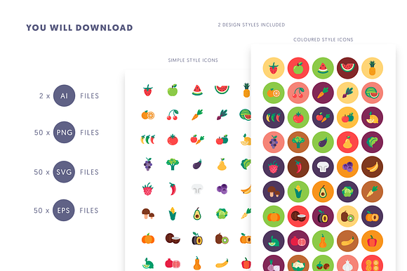 50 Fruits & Vegetable Icons in Graphics - product preview 9