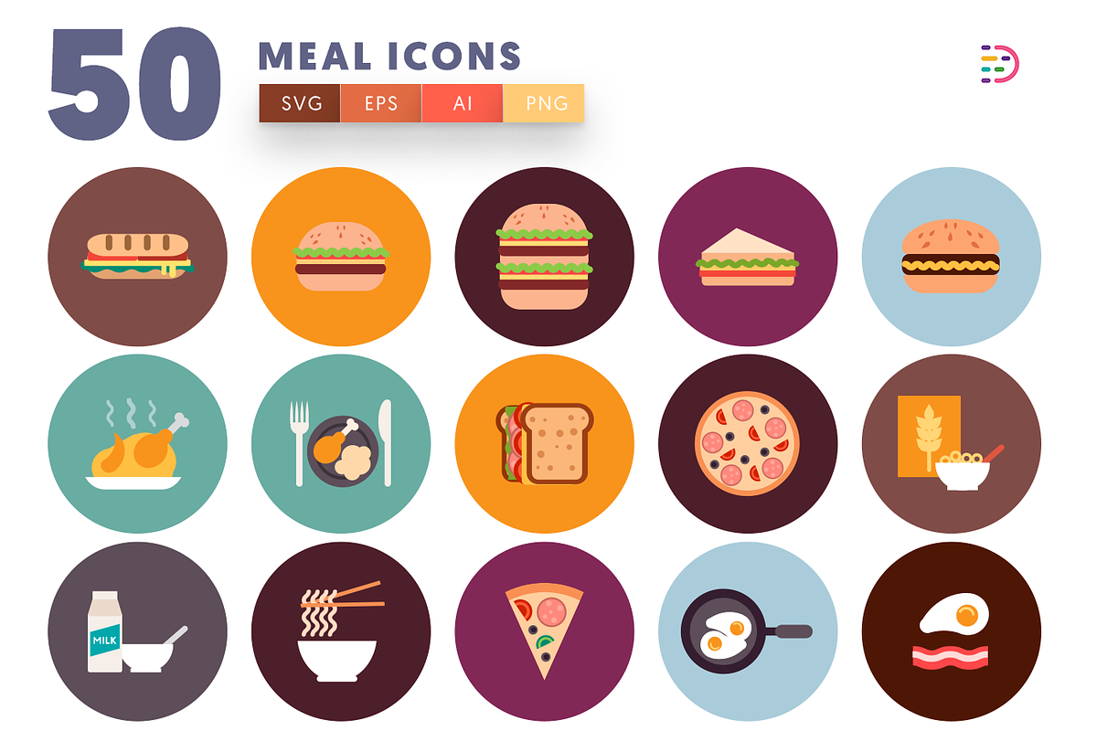 50 Meal Icons in Food Icons - product preview 8