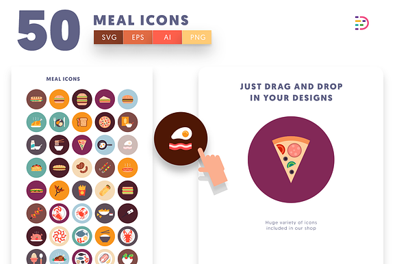50 Meal Icons in Food Icons - product preview 1