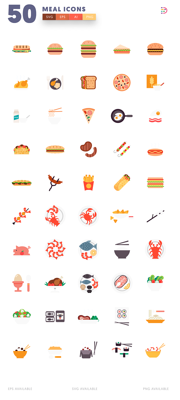 50 Meal Icons in Food Icons - product preview 4