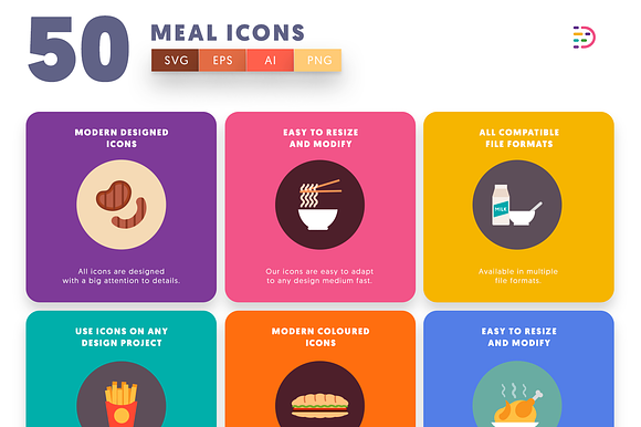 50 Meal Icons in Food Icons - product preview 5