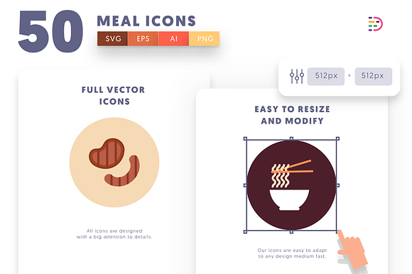 50 Meal Icons in Food Icons - product preview 6