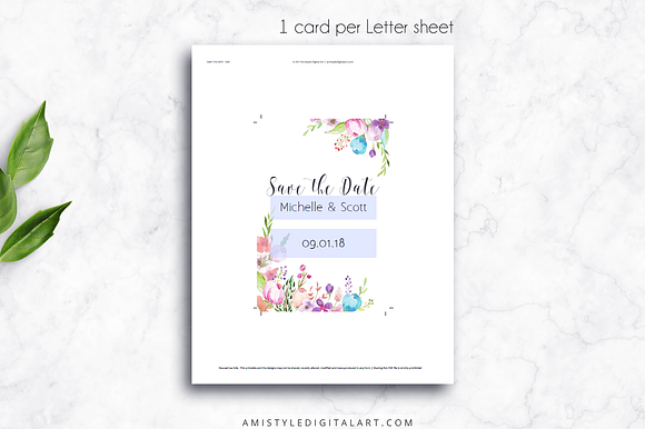 Printable Save The Date Card, Floral in Wedding Templates - product preview 2