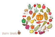 Fruits and vegetables doodles