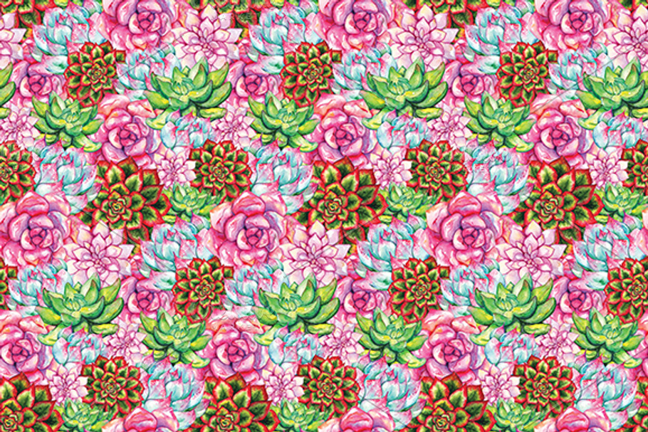 Watercolor succulent plant pattern in Patterns - product preview 8