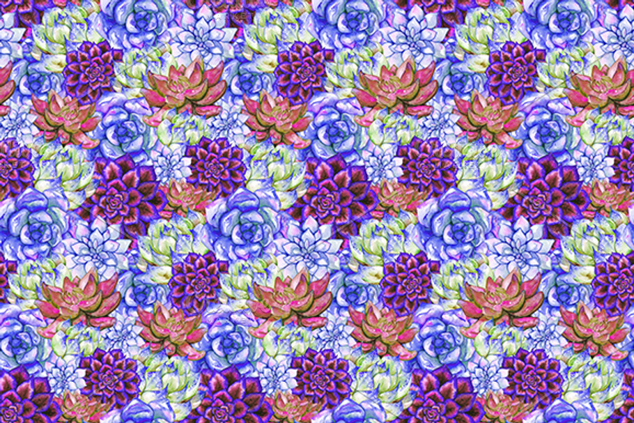 Watercolor succulent plant pattern in Patterns - product preview 8