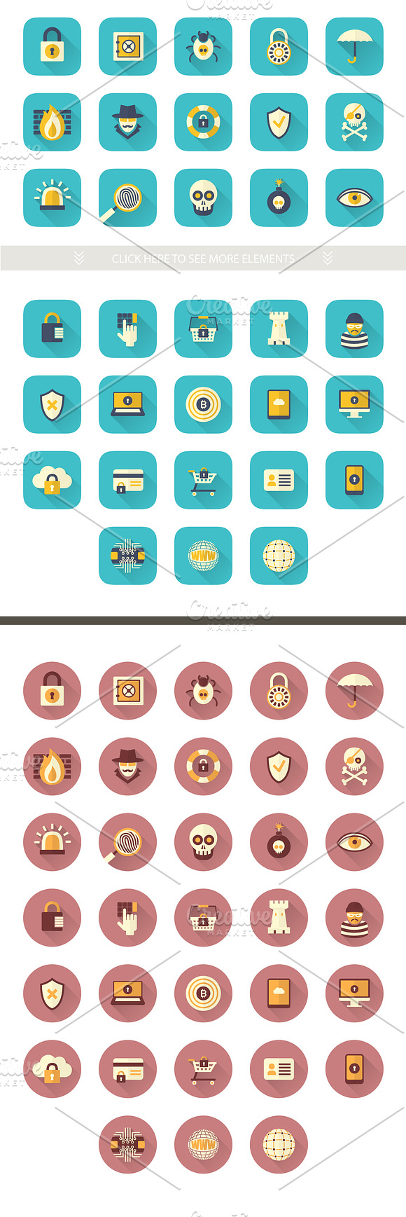 Flat Security Set in Vintage Icons - product preview 2