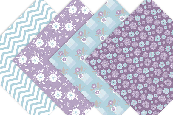 Floral Digital Paper Pack - Purple in Patterns - product preview 2