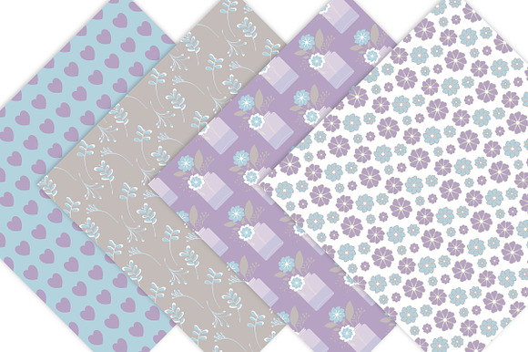 Floral Digital Paper Pack - Purple in Patterns - product preview 4