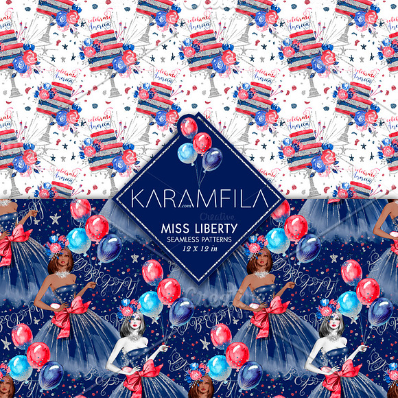 4th of July Digital Paper Pack in Patterns - product preview 3