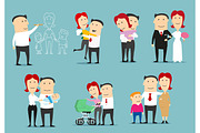 Family life cycle cartoon character set design
