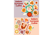 Eastern european cuisine icon set for food design
