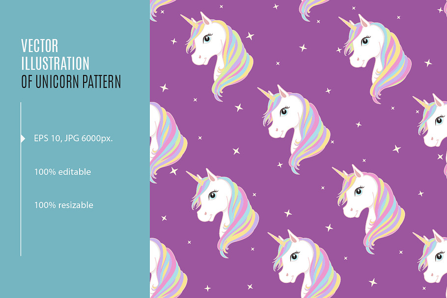 Unicorn seamless pattern. EPS, JPG in Patterns - product preview 8