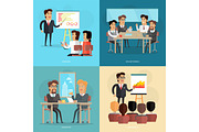 Business Meeting and Presentation Vector Poster