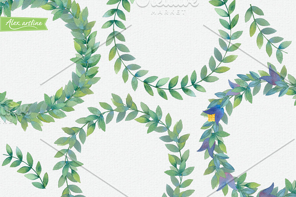 Watercolor Blue Flower in Illustrations - product preview 1