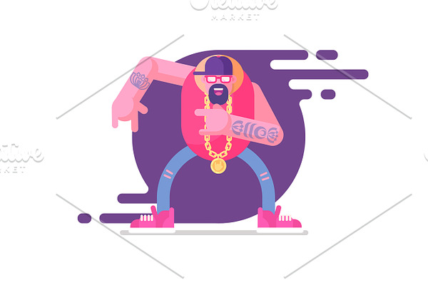 Vector illustration of guy rapping