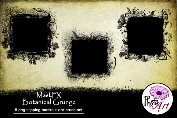MaskFX: Botanical Grunge in Photoshop Shapes - product preview 1