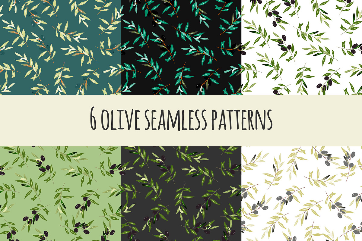 6 olive seamless patterns in Patterns - product preview 8