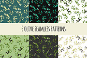 6 olive seamless patterns