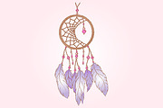 Pink dream catcher isolated vector