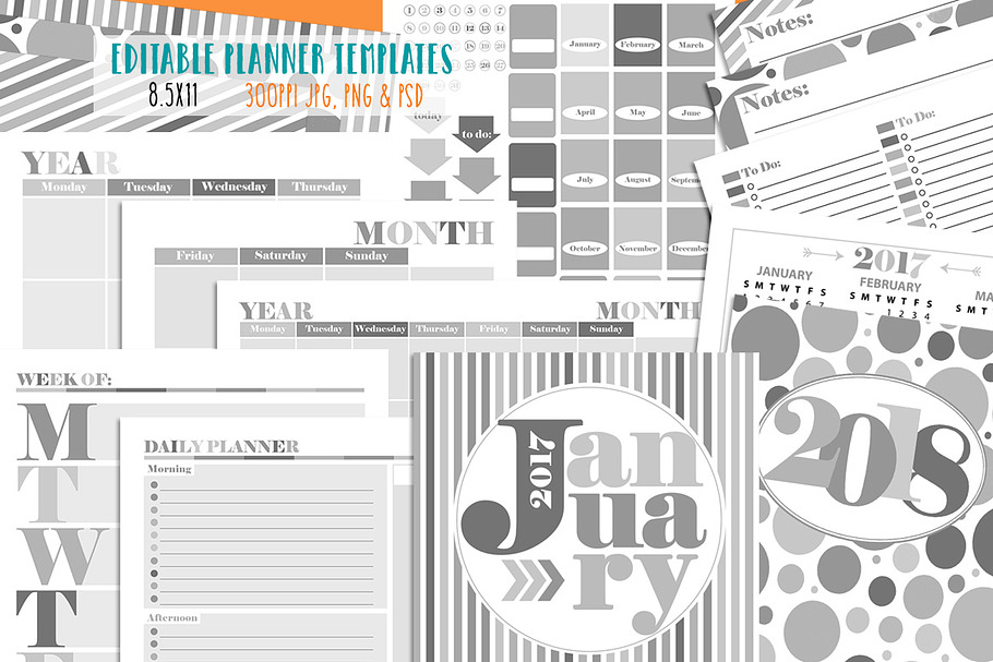 Customizable Planner Page Templates in Illustrations - product preview 8