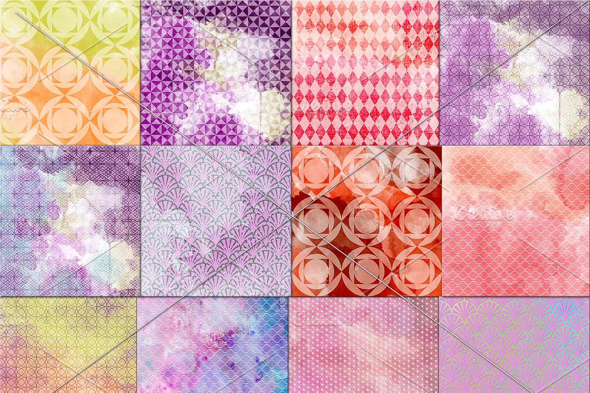 Watercolour geometric papers in Patterns - product preview 8