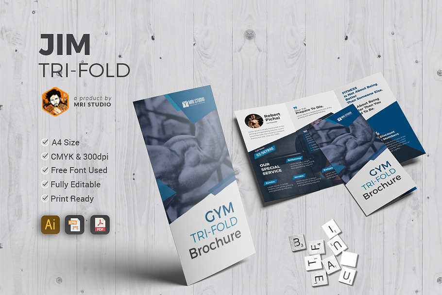 Creative GYM Fri-Fold in Stationery Templates - product preview 8