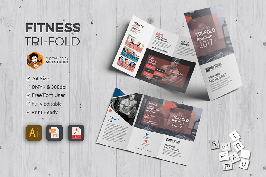 Creative Fitness Tri-Fold in Stationery Templates - product preview 8