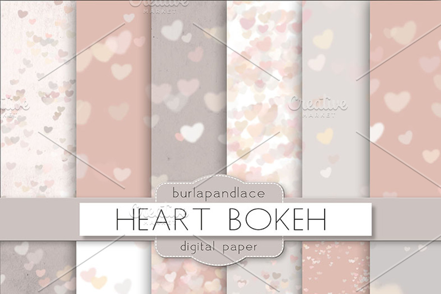 Heart bokeh digital paper