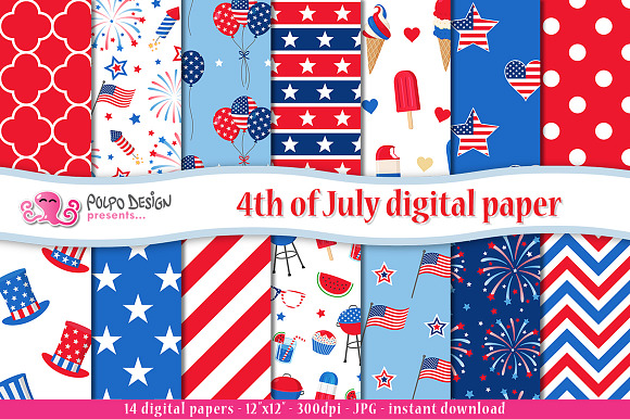 4th of July digital paper in Patterns - product preview 2