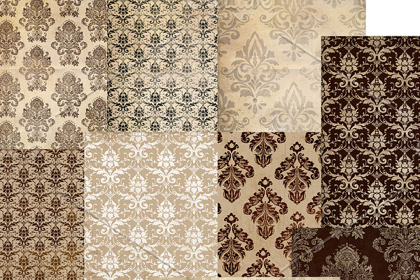 Brown damask papers