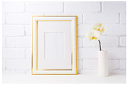 Gold decorated frame mockup