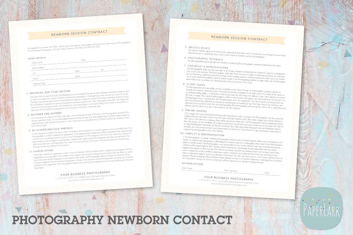 NG040 Photography Newborn Contract in Stationery Templates - product preview 8